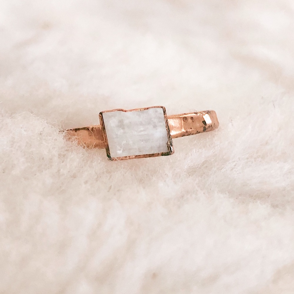 Little Sycamore moonstone stacking ring rose gold